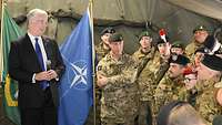 Soldaten neben britischem Verteidigungsminister