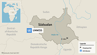 Grafik: Karte vom Einsatzgebiet UNMISS Südsudan