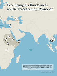 Eine Karte zeigt die UN-Einsätze der Bundeswehr weltweit