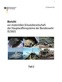 Titelbild der Publikation „Bericht zur materiellen Einsatzbereitschaft der Hauptwaffensysteme der Bundeswehr II/2021“