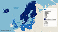Eine Karte, die Europa zeigt und Mitglieder der Northern Group