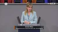Parlamentarische Staatssekretärin Möller bei einer Rede im Bundestag. 