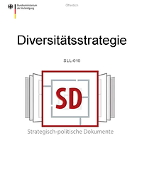 Das Deckblatt der PDF Diversitätsstrategie, eine Schlichte Grafik mit Titel.