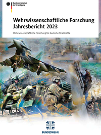 Das Deckblatt einer Broschüre, darauf zu erkennen ist eine Montage aus Bundeswehrgeräten.